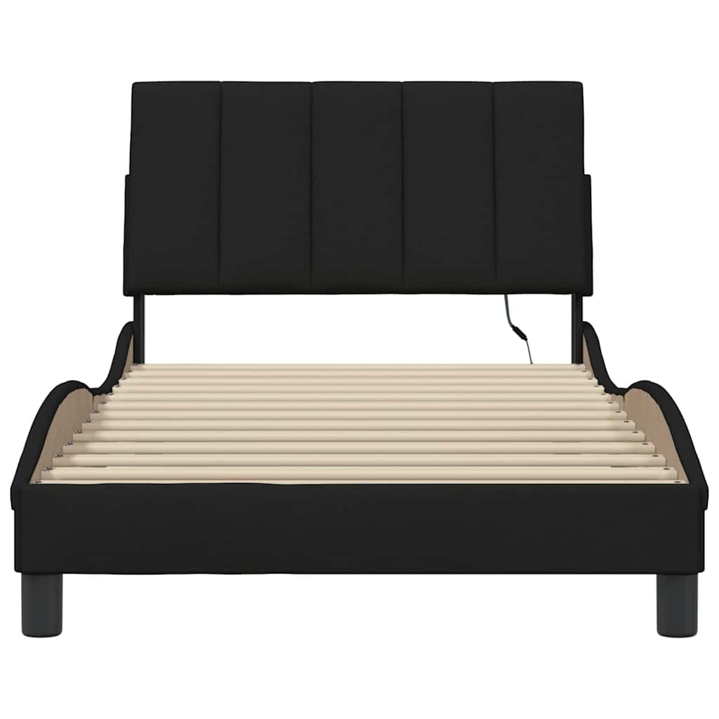 vidaXL Cadru de pat fără saltea, negru, 100x200 cm, textil