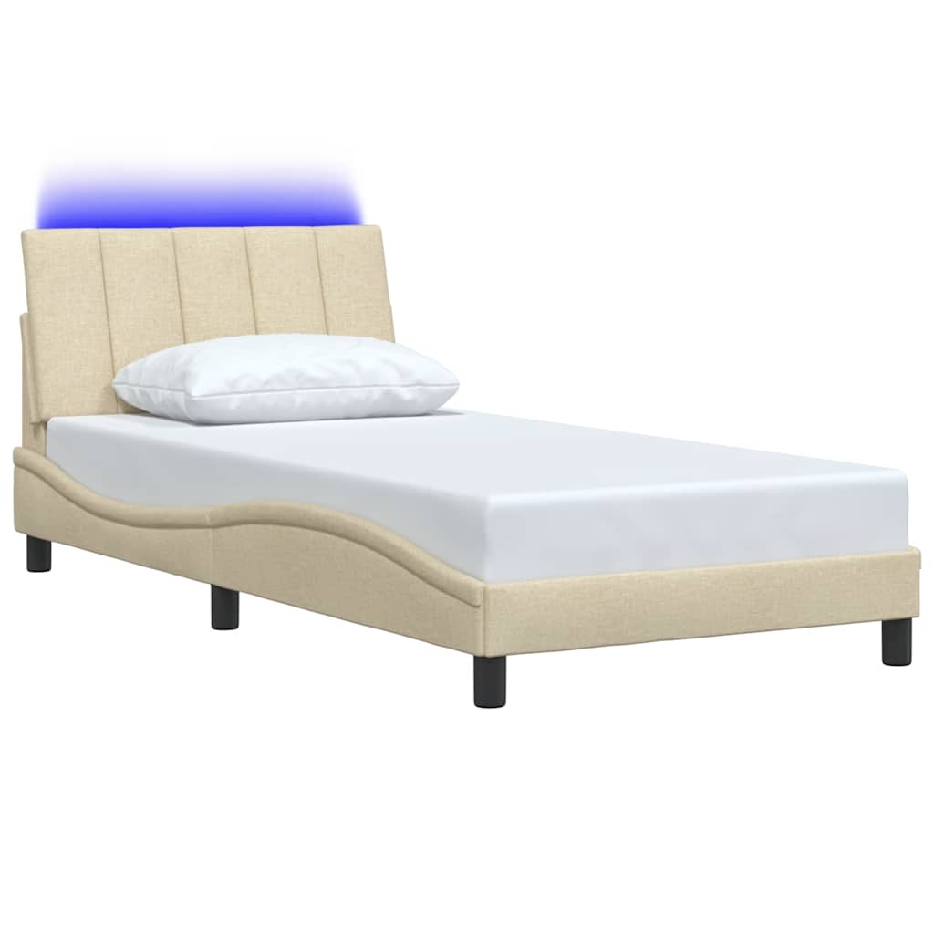 vidaXL Cadru de pat fără saltea, crem, 100x200 cm, textil