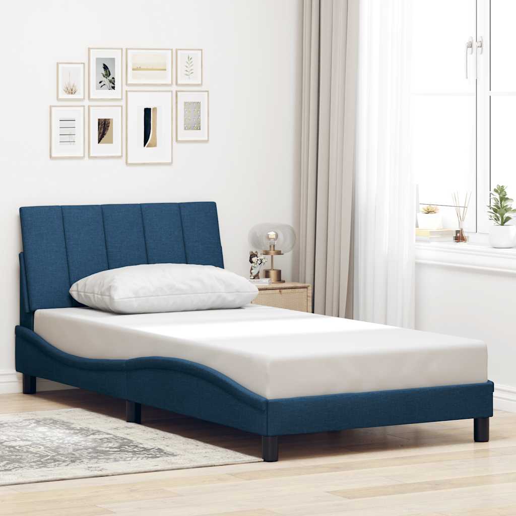 vidaXL Cadru de pat fără saltea țesătură albastră 100x200 cm vidaXL Cadru de pat fără saltea țesătură albastră 100x200 cm