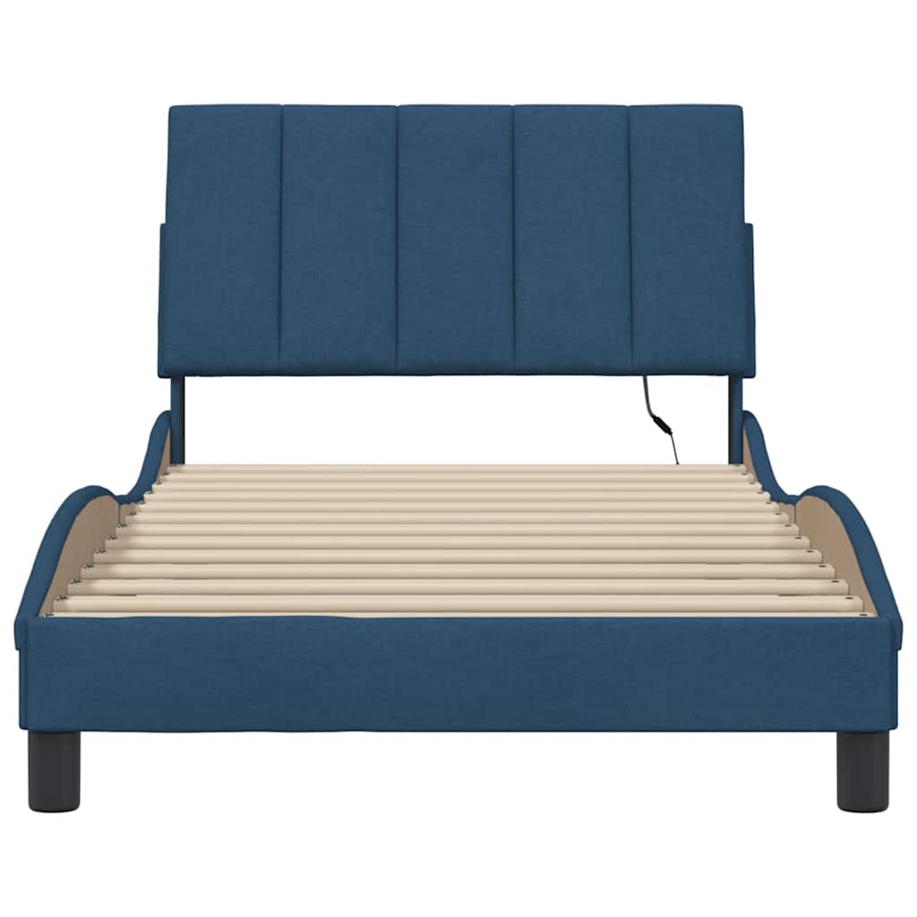 vidaXL Cadru de pat fără saltea țesătură albastră 100x200 cm vidaXL Cadru de pat fără saltea țesătură albastră 100x200 cm