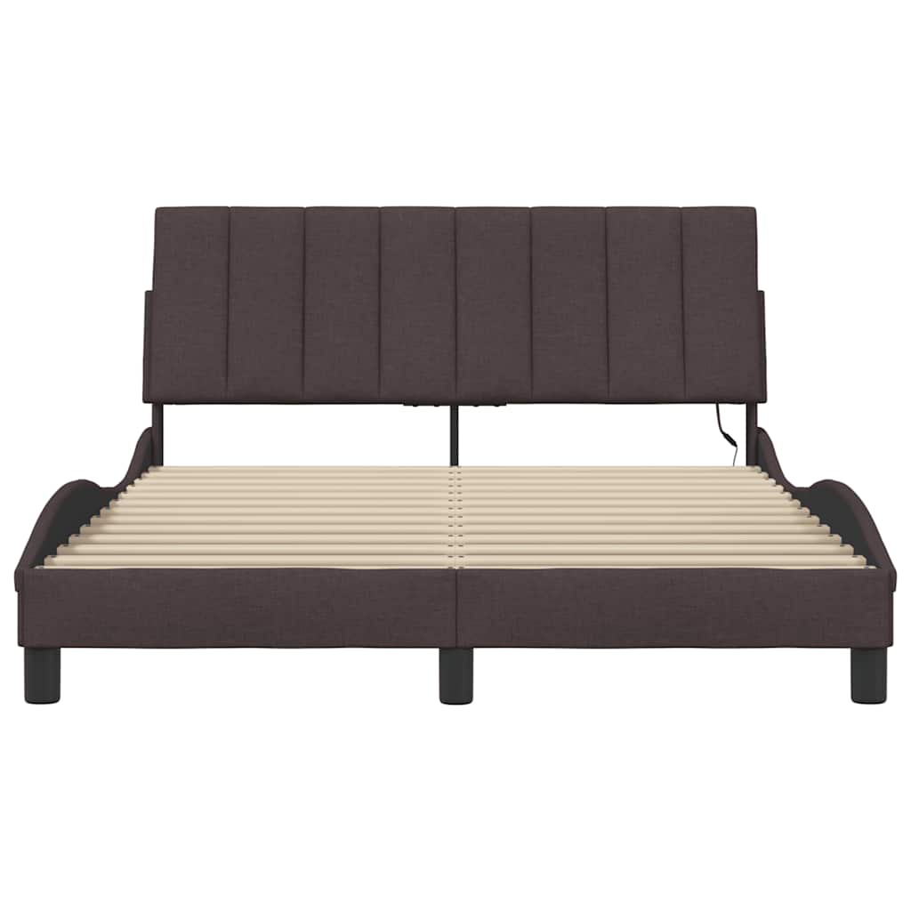 vidaXL Cadru de pat fără saltea, maro închis, 120x200 cm, textil vidaXL Cadru de pat fără saltea, maro închis, 120x200 cm, textil
