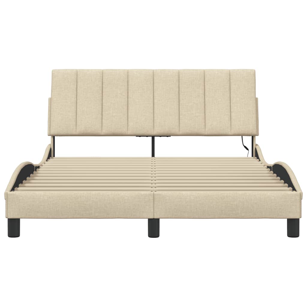 vidaXL Cadru de pat fără saltea, crem, 120x200 cm, textil