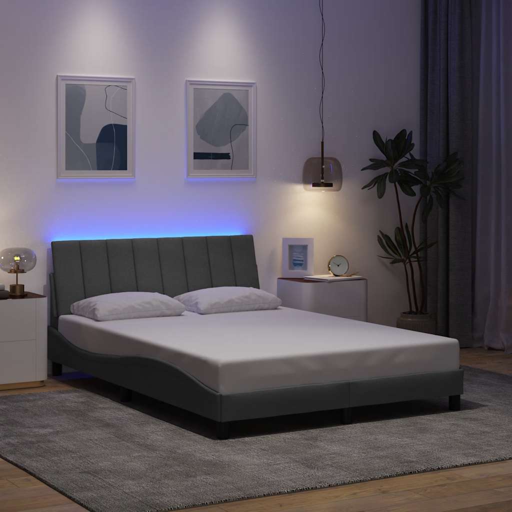 vidaXL Cadru de pat fără saltea, gri deschis, 140x190 cm, textil