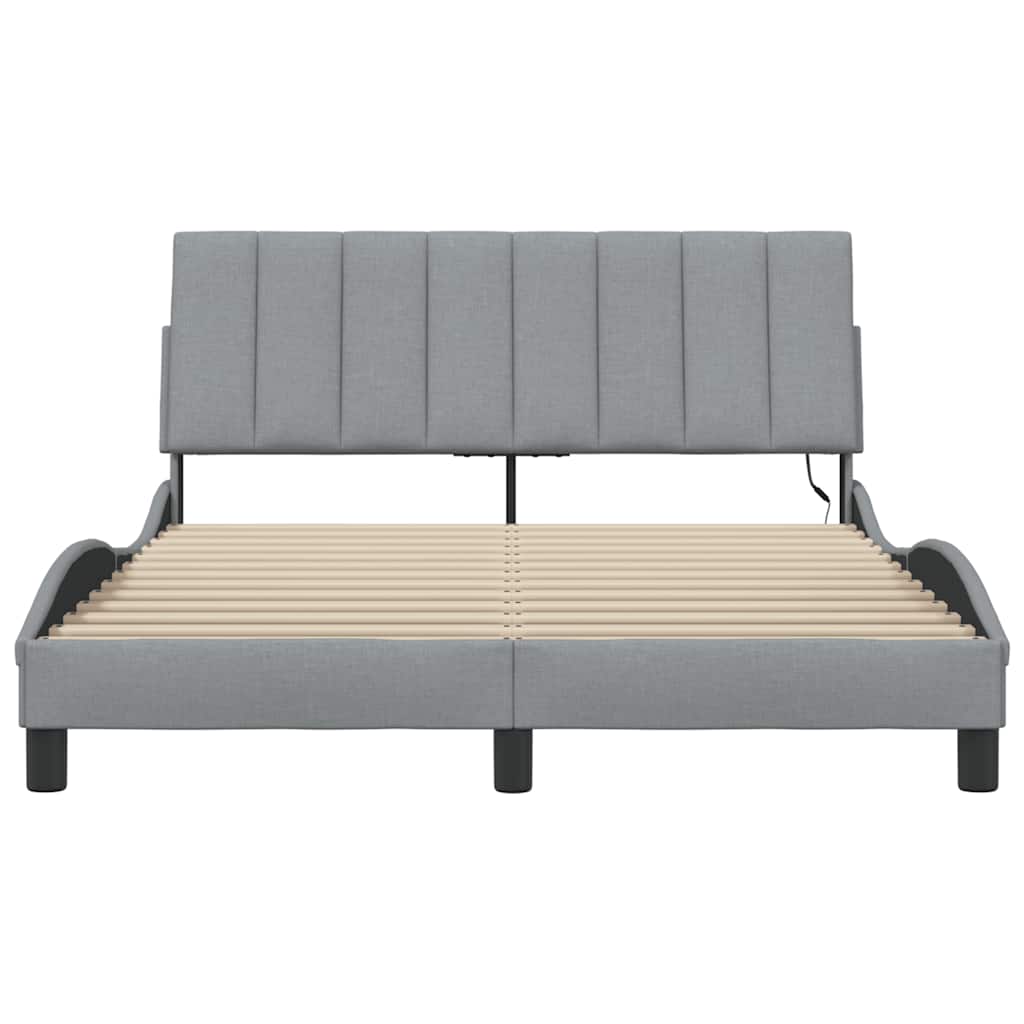 vidaXL Cadru de pat fără saltea, gri deschis, 140x190 cm, textil