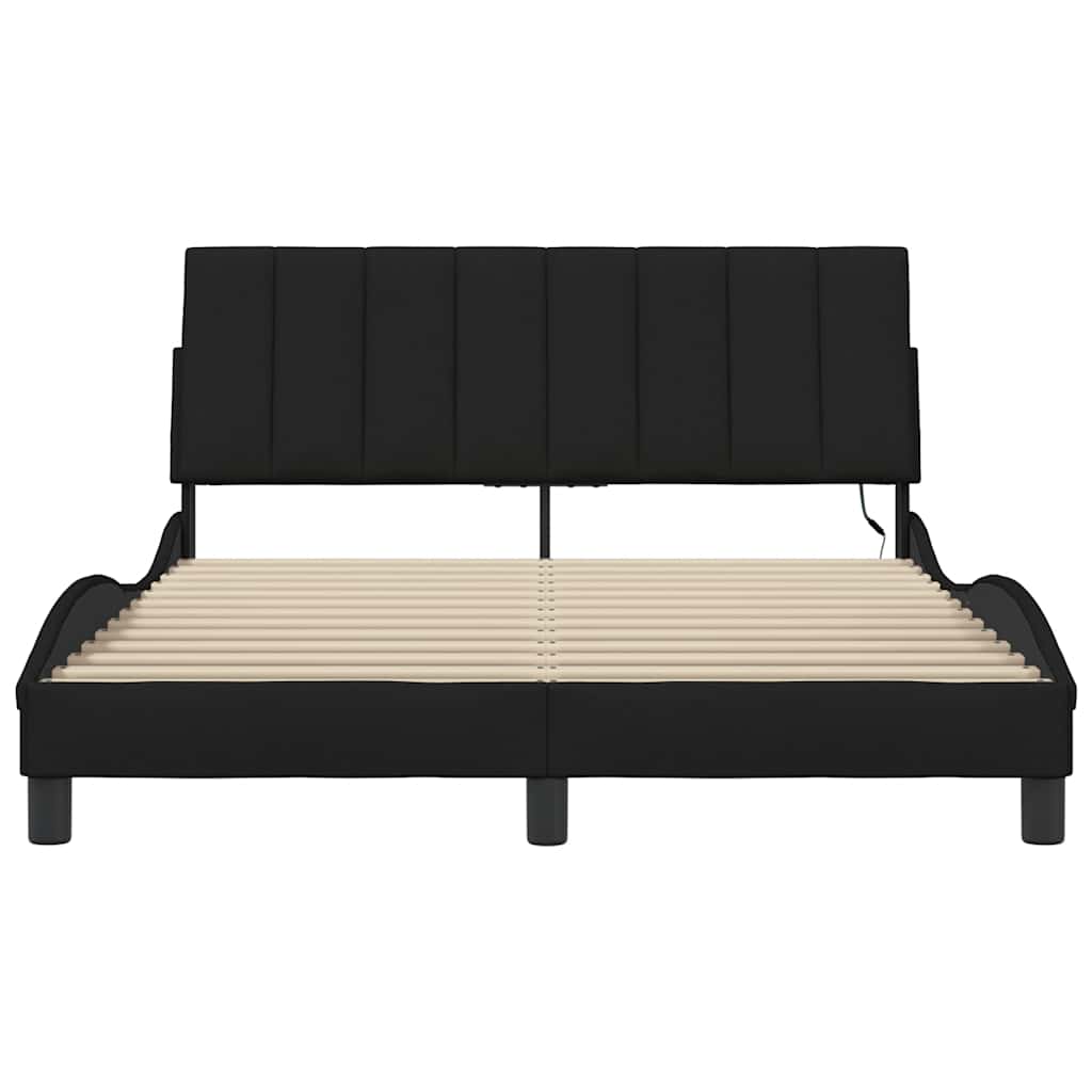 vidaXL Cadru de pat fără saltea, negru, 140x190 cm, textil