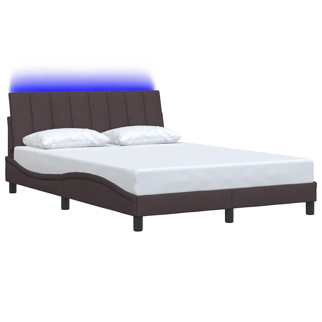vidaXL Cadru de pat fără saltea, maro închis, 140x200 cm, textil vidaXL Cadru de pat fără saltea, maro închis, 140x200 cm, textil