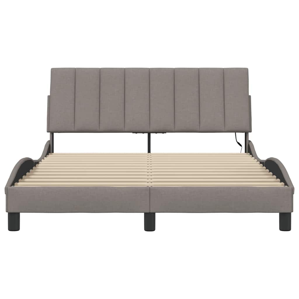 vidaXL Cadru de pat fără saltea, gri taupe, 140x190 cm, textil vidaXL Cadru de pat fără saltea, gri taupe, 140x190 cm, textil
