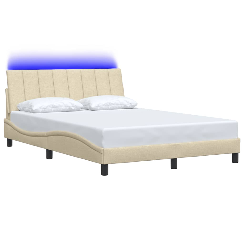 vidaXL Cadru de pat fără saltea, crem, 140x190 cm, textil