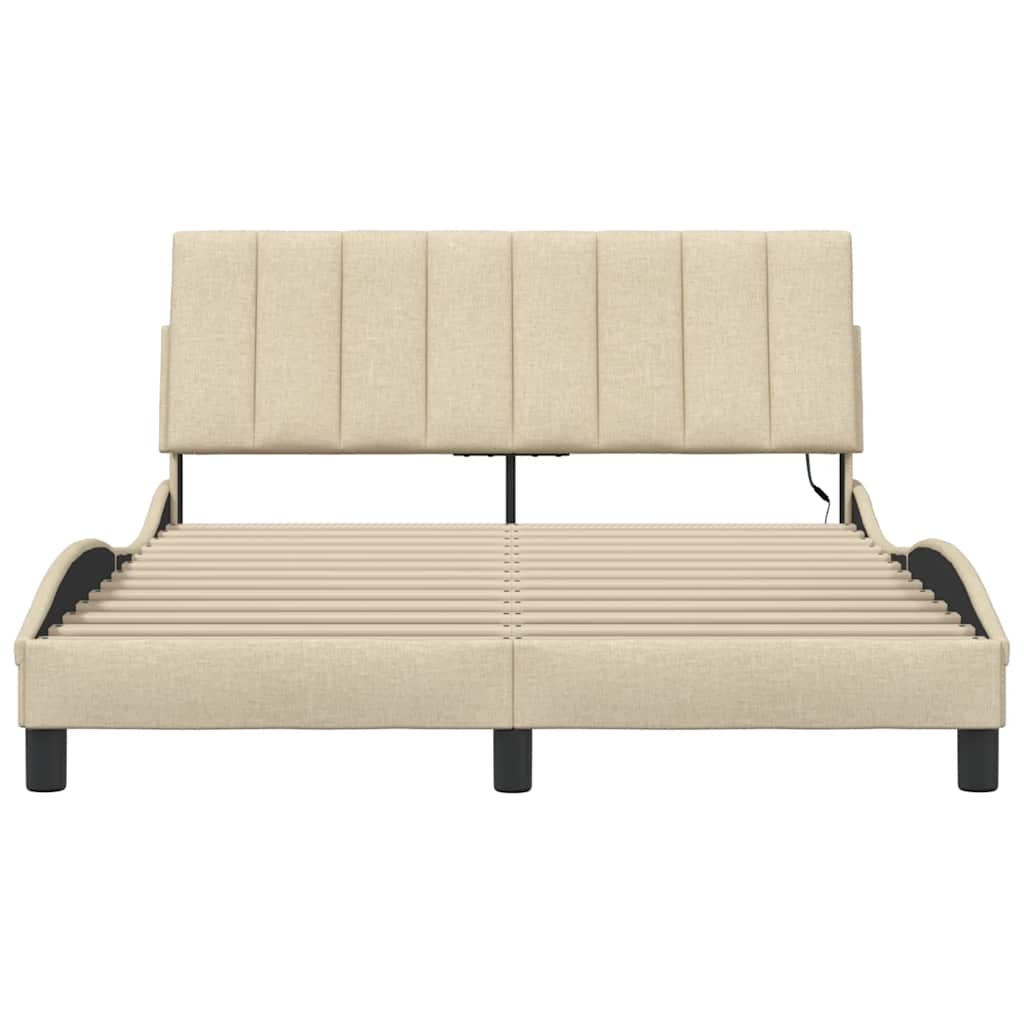 vidaXL Cadru de pat fără saltea, crem, 140x190 cm, textil