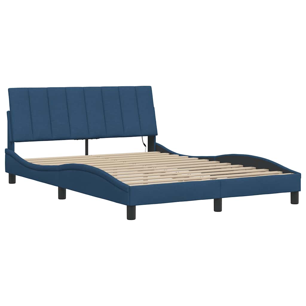vidaXL Cadru de pat fără saltea, albastru, 140x190 cm, textil