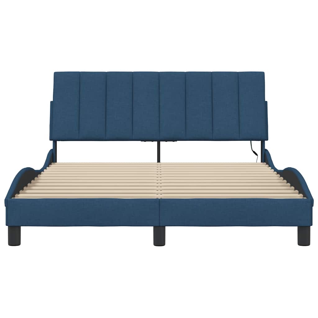 vidaXL Cadru de pat fără saltea, albastru, 140x190 cm, textil
