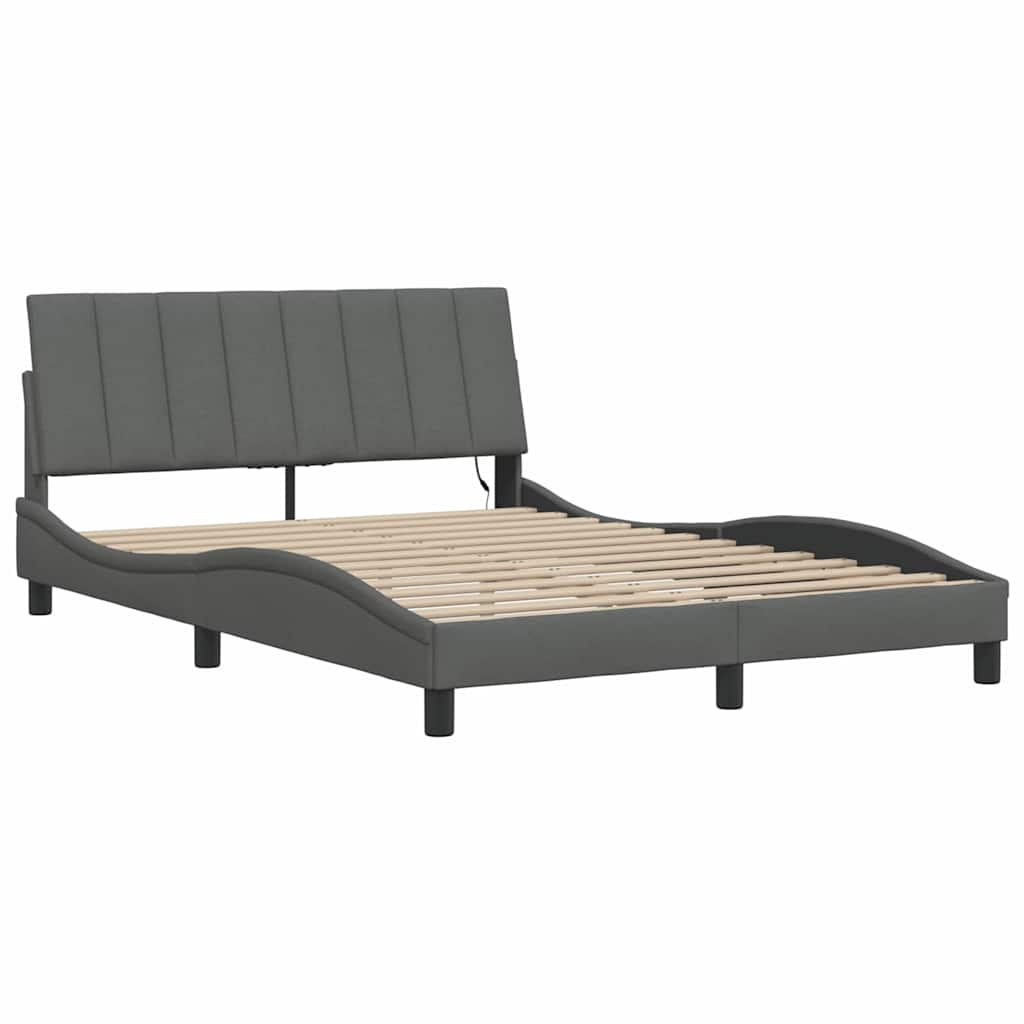 vidaXL Cadru de pat fără saltea, gri închis, 140x200 cm, textil