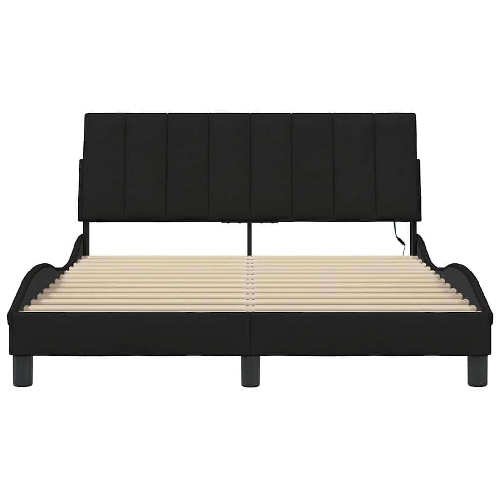 vidaXL Cadru de pat fără saltea, negru, 140x200 cm, textil vidaXL Cadru de pat fără saltea, negru, 140x200 cm, textil