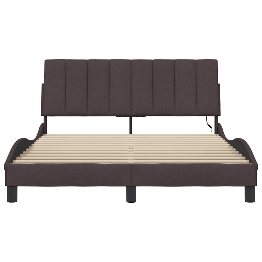 vidaXL Cadru de pat fără saltea, maro închis, 140x200 cm, textil vidaXL Cadru de pat fără saltea, maro închis, 140x200 cm, textil