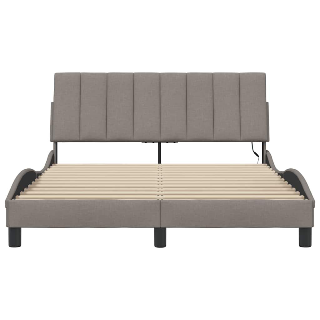vidaXL Cadru de pat fără saltea, gri taupe, 140x200 cm, textil vidaXL Cadru de pat fără saltea, gri taupe, 140x200 cm, textil