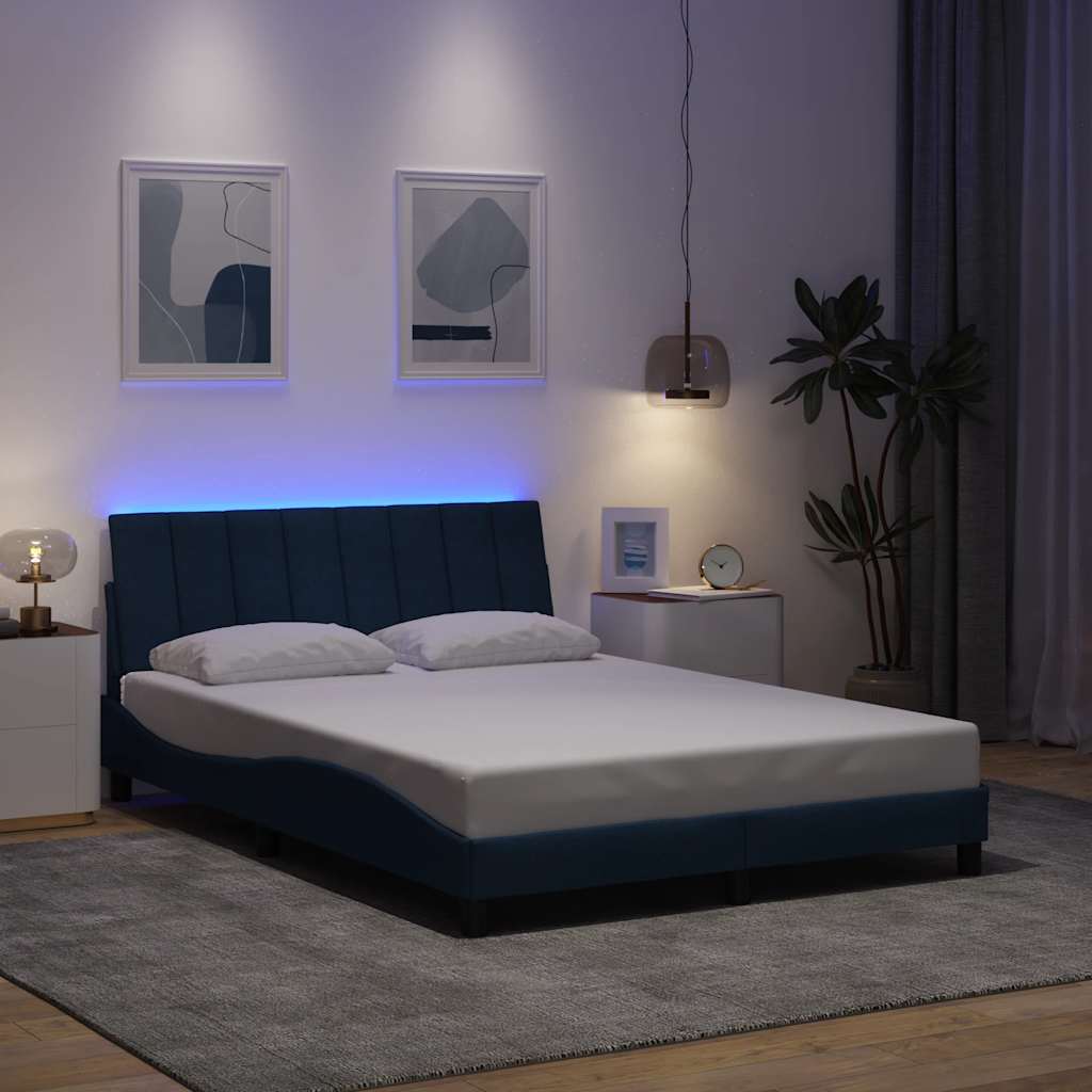 vidaXL Cadru de pat fără saltea, albastru, 140x200 cm, textil
