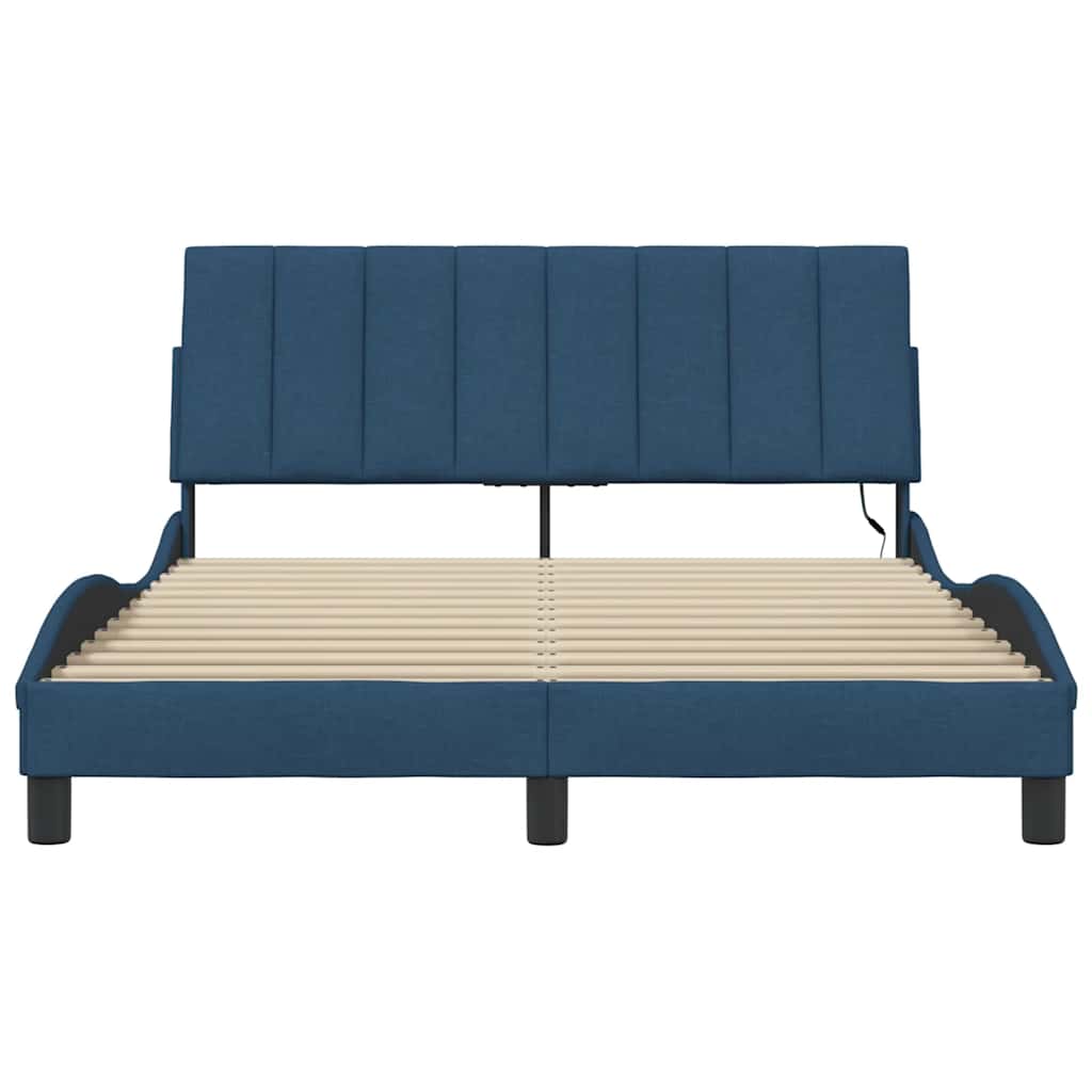 vidaXL Cadru de pat fără saltea, albastru, 140x200 cm, textil