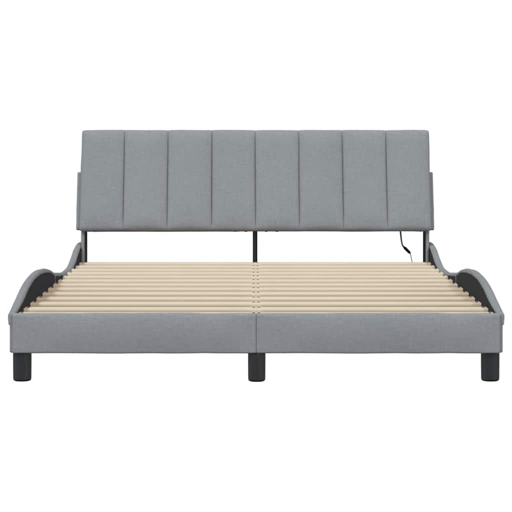 vidaXL Cadru de pat fără saltea, gri deschis, 160x200 cm, textil