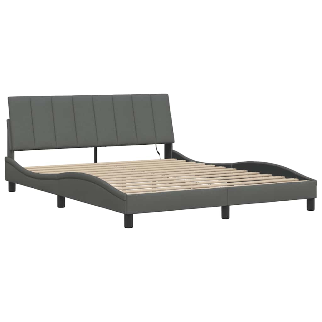 vidaXL Cadru de pat fără saltea, gri închis, 160x200 cm, textil