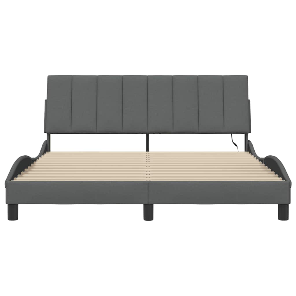 vidaXL Cadru de pat fără saltea, gri închis, 160x200 cm, textil