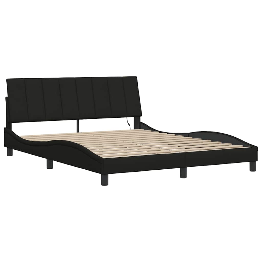 vidaXL Cadru de pat fără saltea, negru, 160x200 cm, textil vidaXL Cadru de pat fără saltea, negru, 160x200 cm, textil