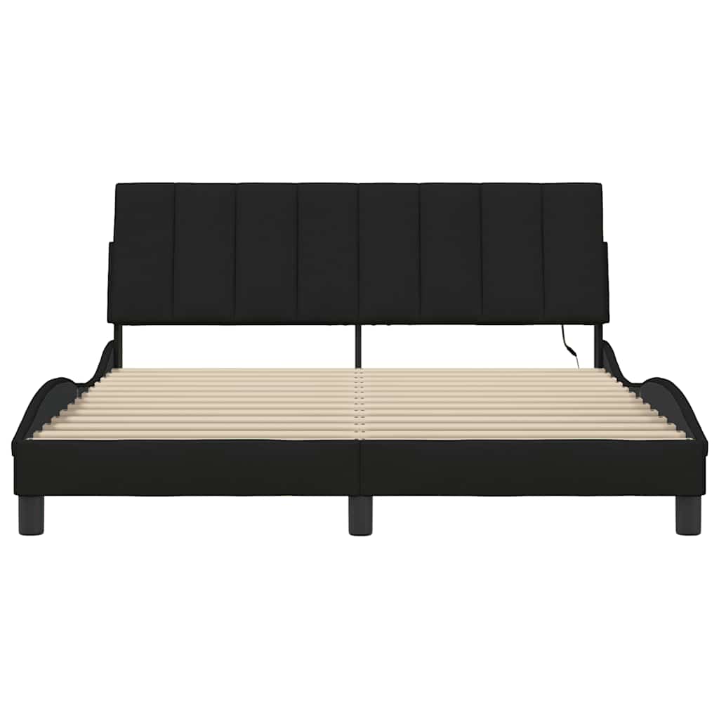 vidaXL Cadru de pat fără saltea, negru, 160x200 cm, textil vidaXL Cadru de pat fără saltea, negru, 160x200 cm, textil