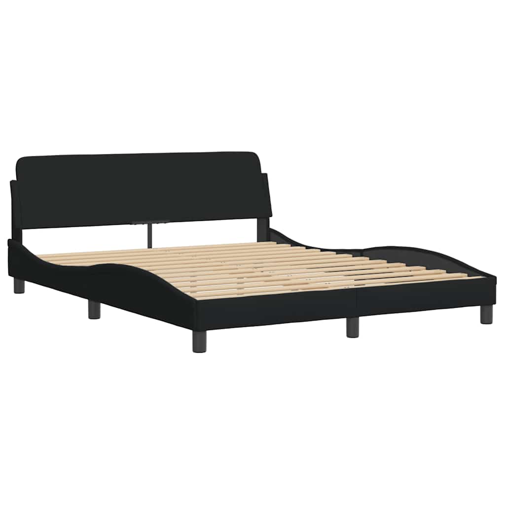 vidaXL Cadru de pat fără saltea, negru, 160x200 cm, textil vidaXL Cadru de pat fără saltea, negru, 160x200 cm, textil
