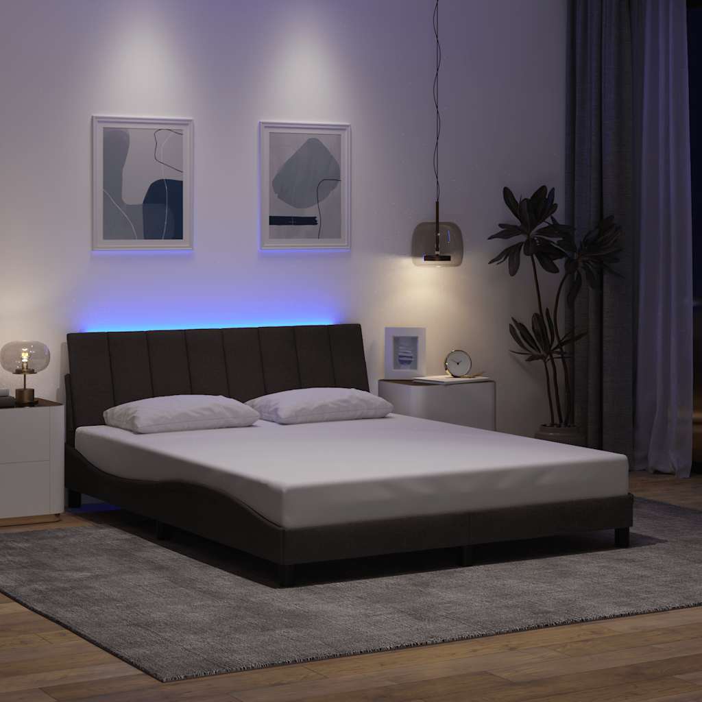 vidaXL Cadru de pat fără saltea, maro închis, 160x200 cm, textil vidaXL Cadru de pat fără saltea, maro închis, 160x200 cm, textil