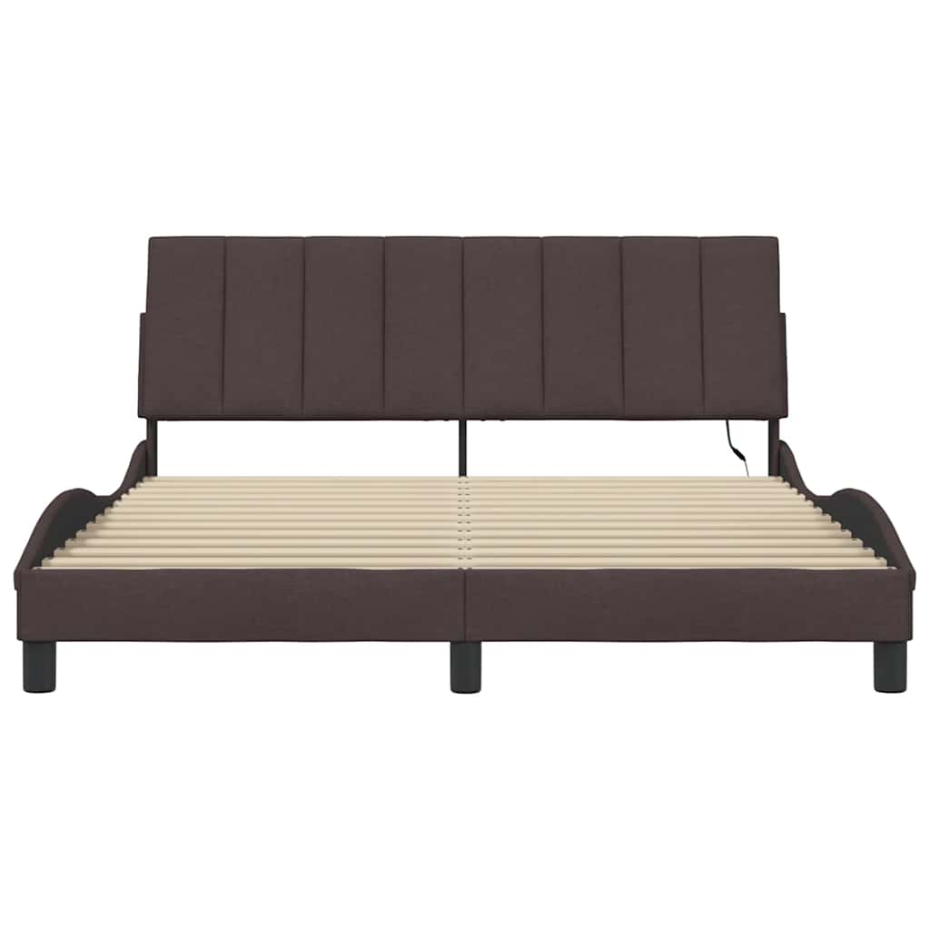 vidaXL Cadru de pat fără saltea, maro închis, 160x200 cm, textil vidaXL Cadru de pat fără saltea, maro închis, 160x200 cm, textil