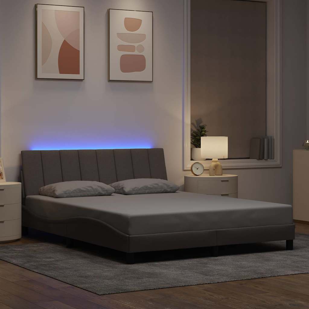 vidaXL Cadru de pat fără saltea, gri taupe, 160x200 cm, textil vidaXL Cadru de pat fără saltea, gri taupe, 160x200 cm, textil