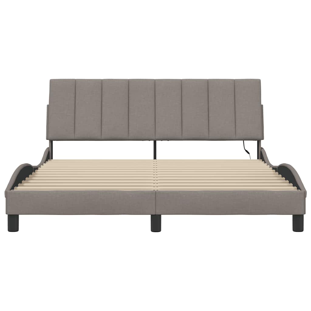 vidaXL Cadru de pat fără saltea, gri taupe, 160x200 cm, textil vidaXL Cadru de pat fără saltea, gri taupe, 160x200 cm, textil