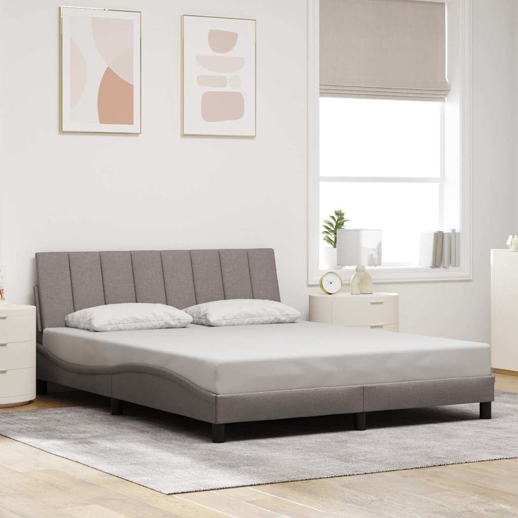 vidaXL Cadru de pat fără saltea, gri taupe, 160x200 cm, textil vidaXL Cadru de pat fără saltea, gri taupe, 160x200 cm, textil