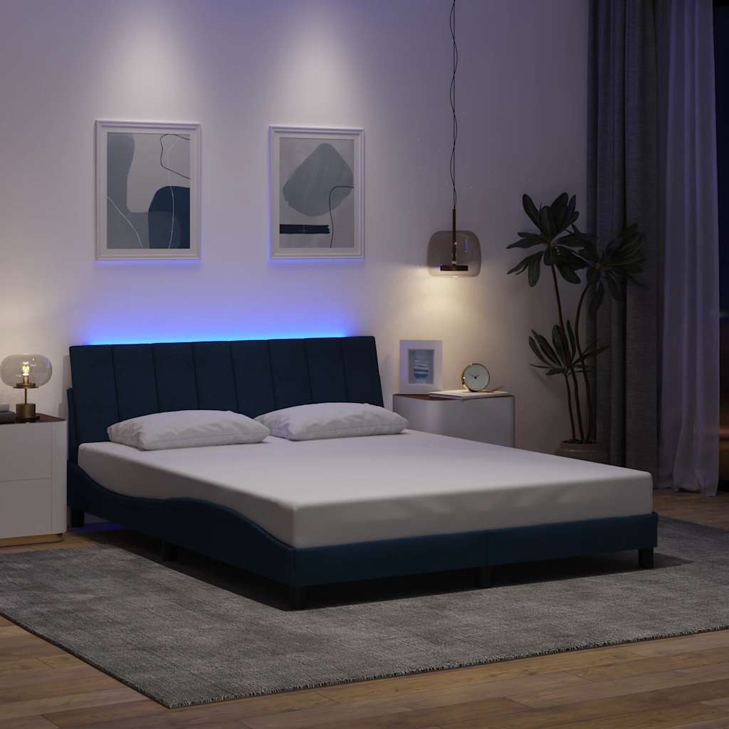 vidaXL Cadru de pat fără saltea, albastru, 160x200 cm, textil