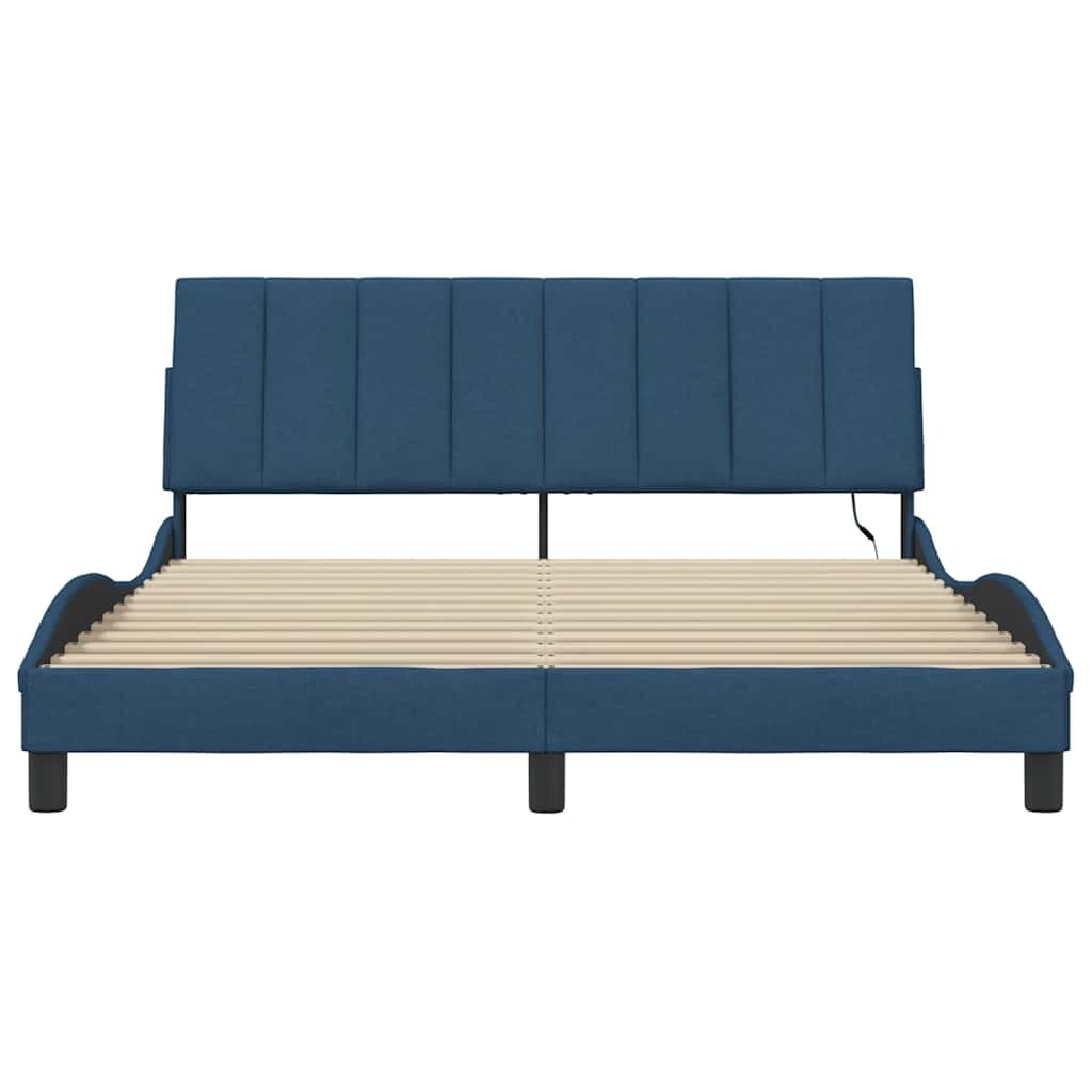 vidaXL Cadru de pat fără saltea, albastru, 160x200 cm, textil