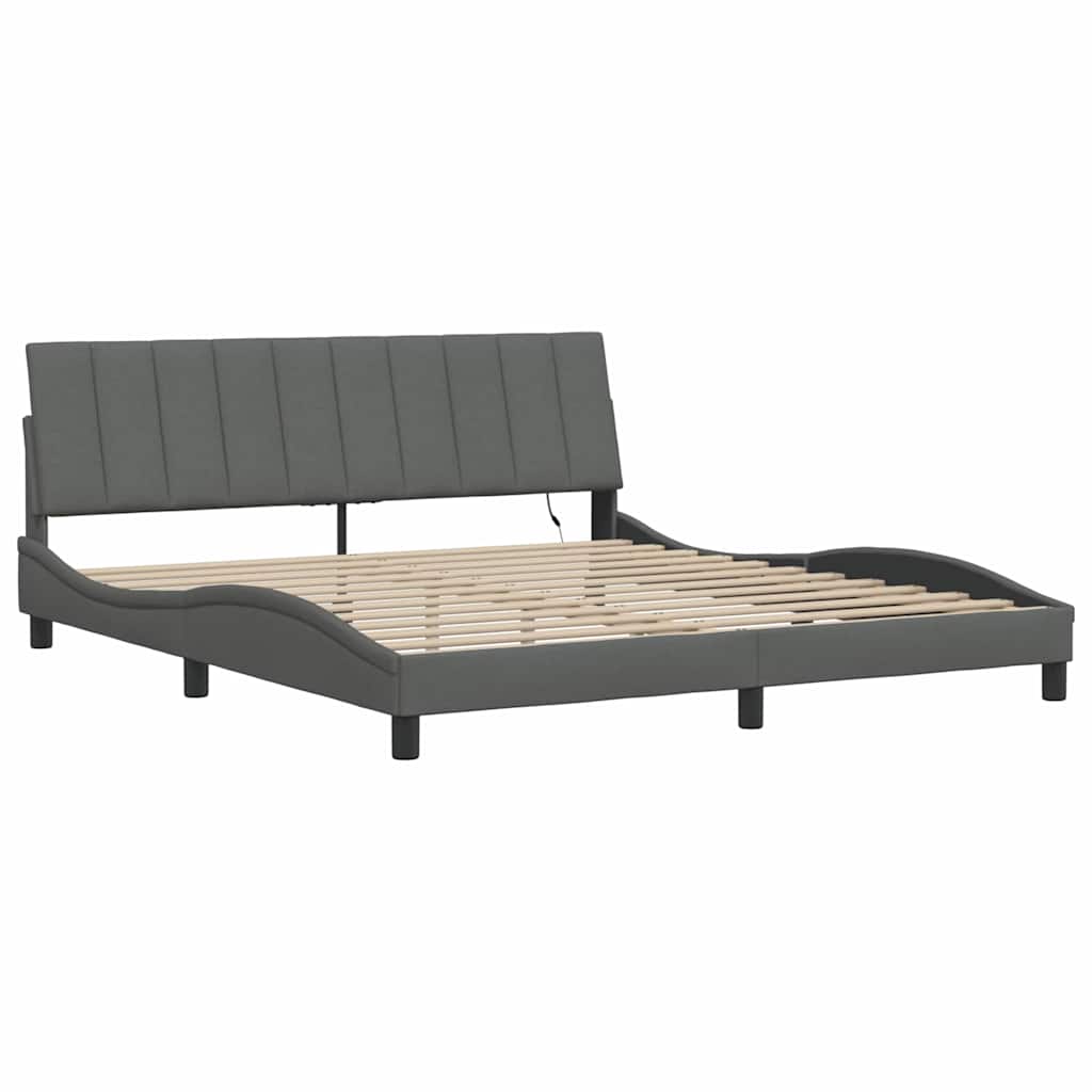 vidaXL Cadru de pat fără saltea, gri închis, 180x200 cm, textil