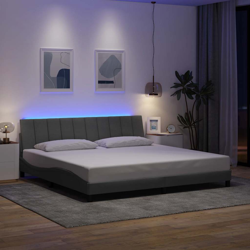 vidaXL Cadru de pat fără saltea, gri deschis, 200x200 cm, textil