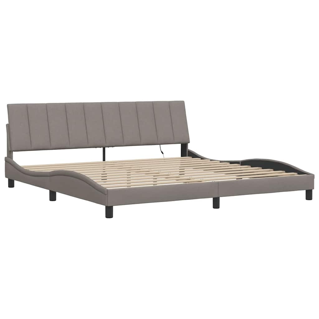 vidaXL Cadru de pat fără saltea, gri taupe, 200x200 cm, textil vidaXL Cadru de pat fără saltea, gri taupe, 200x200 cm, textil