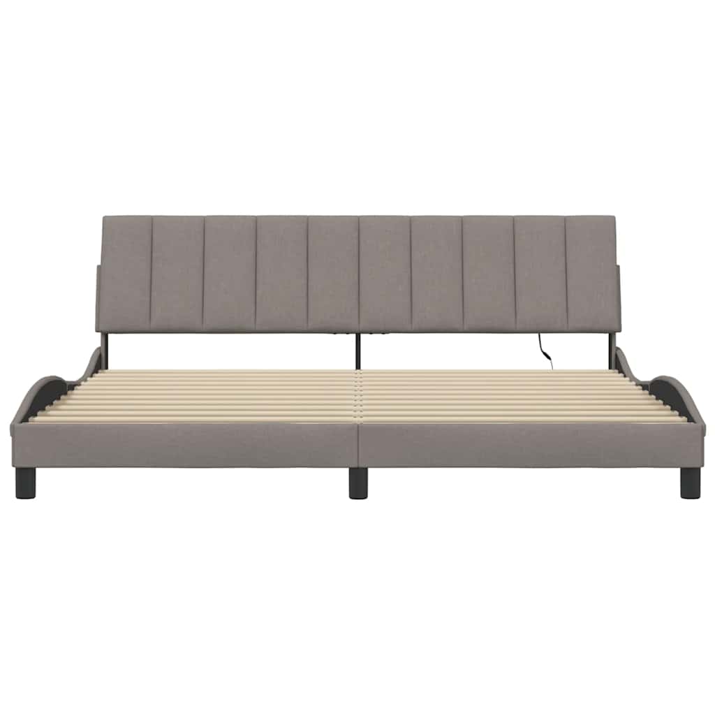 vidaXL Cadru de pat fără saltea, gri taupe, 200x200 cm, textil vidaXL Cadru de pat fără saltea, gri taupe, 200x200 cm, textil