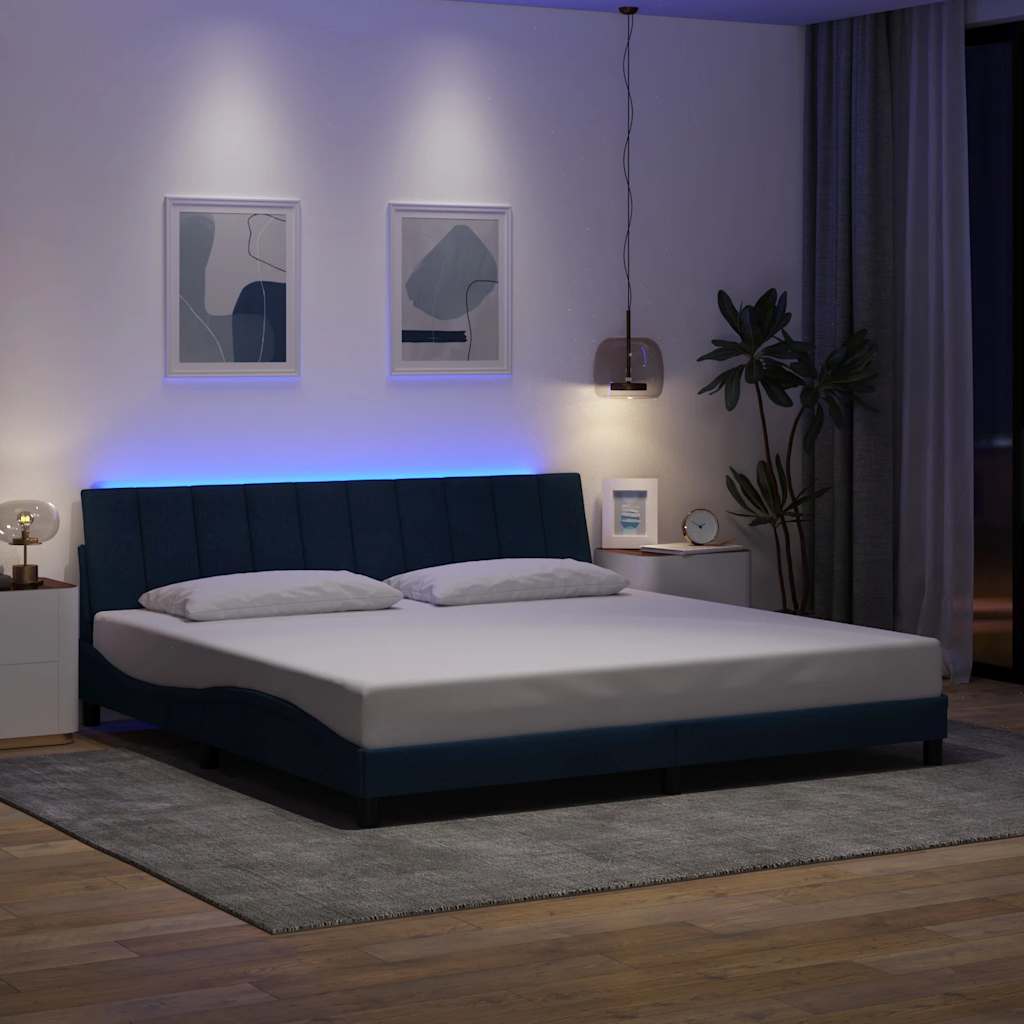 vidaXL Cadru de pat fără saltea, albastru, 200x200 cm, textil