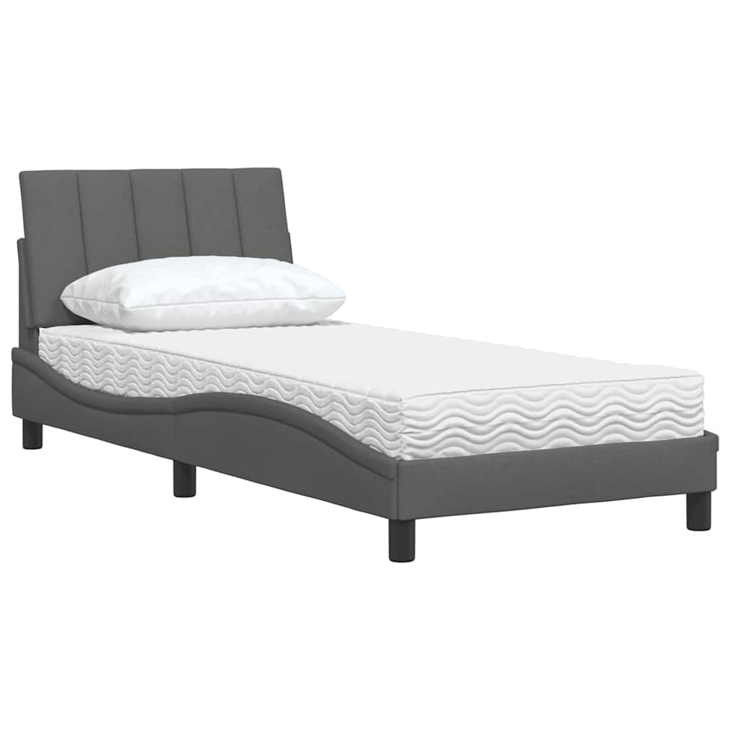 vidaXL Pat cu saltea, gri închis, 80x200 cm, textil