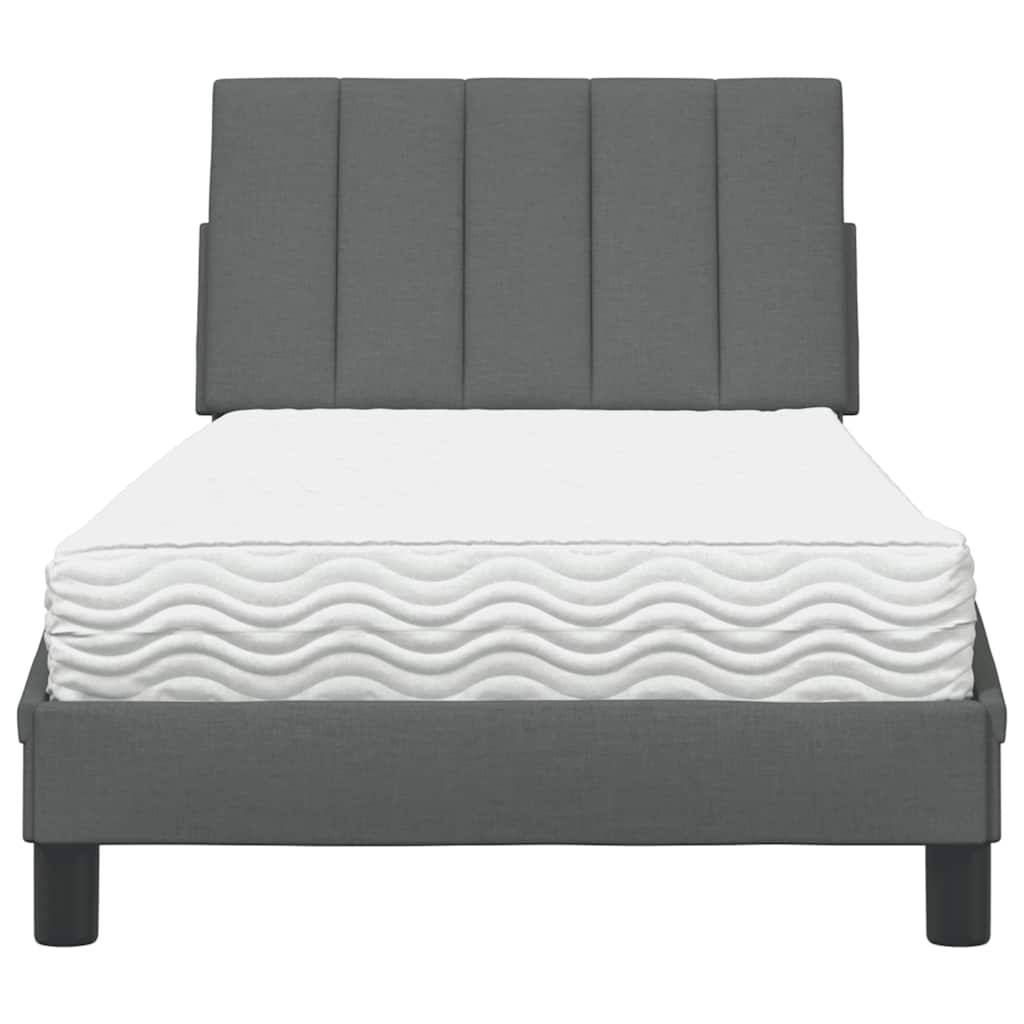 vidaXL Pat cu saltea, gri închis, 80x200 cm, textil