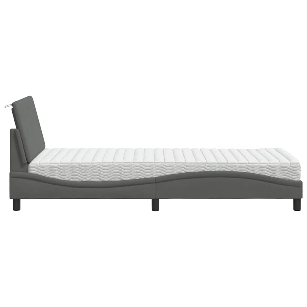 vidaXL Pat cu saltea, gri închis, 80x200 cm, textil