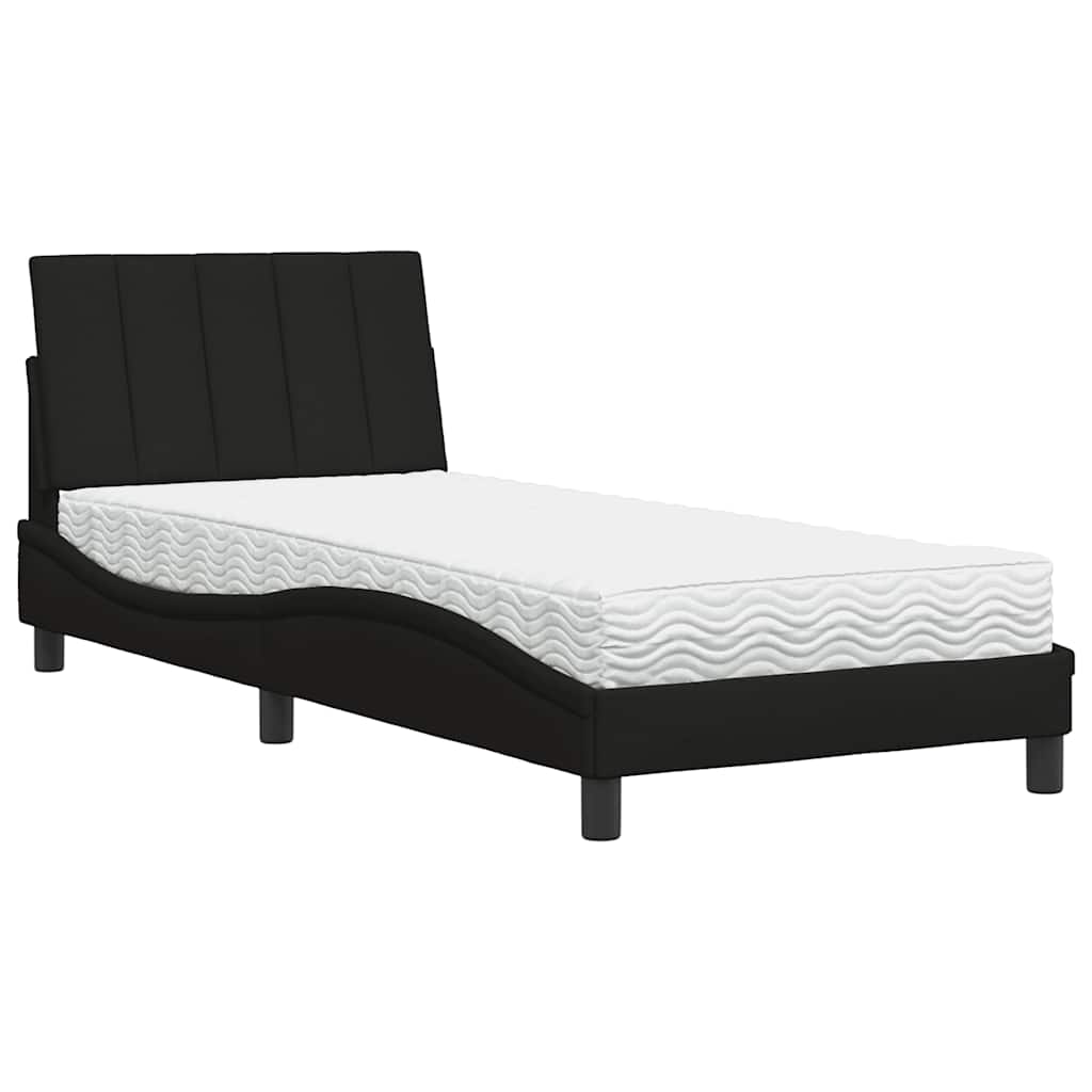 vidaXL Pat cu saltea, negru, 80x200 cm, textil