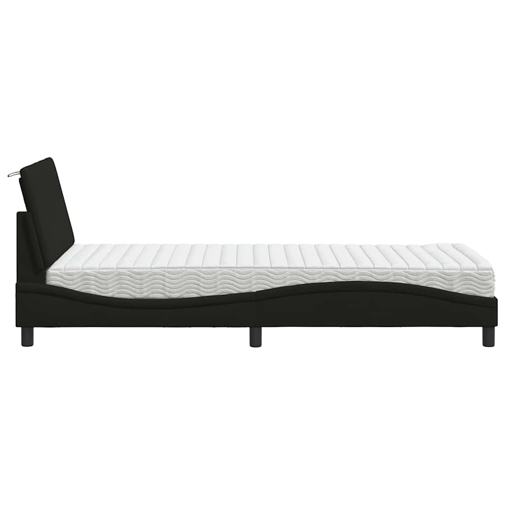vidaXL Pat cu saltea, negru, 80x200 cm, textil