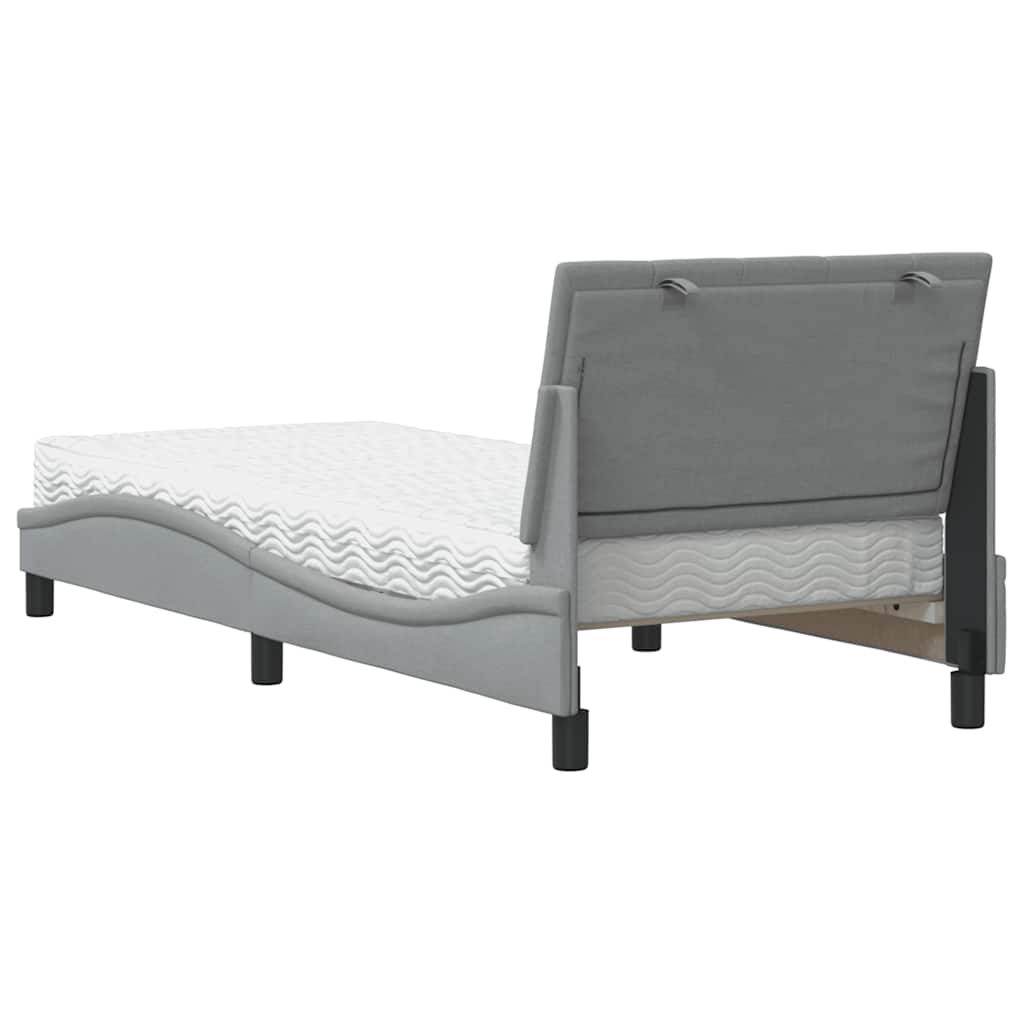 vidaXL Pat cu saltea, gri deschis, 90x190 cm, textil