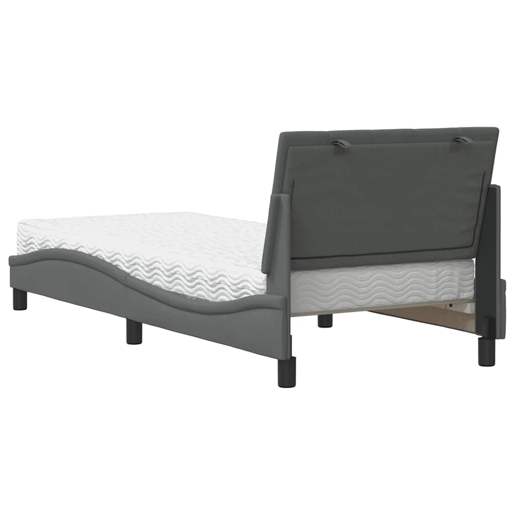 vidaXL Pat cu saltea, gri închis, 90x190 cm, textil