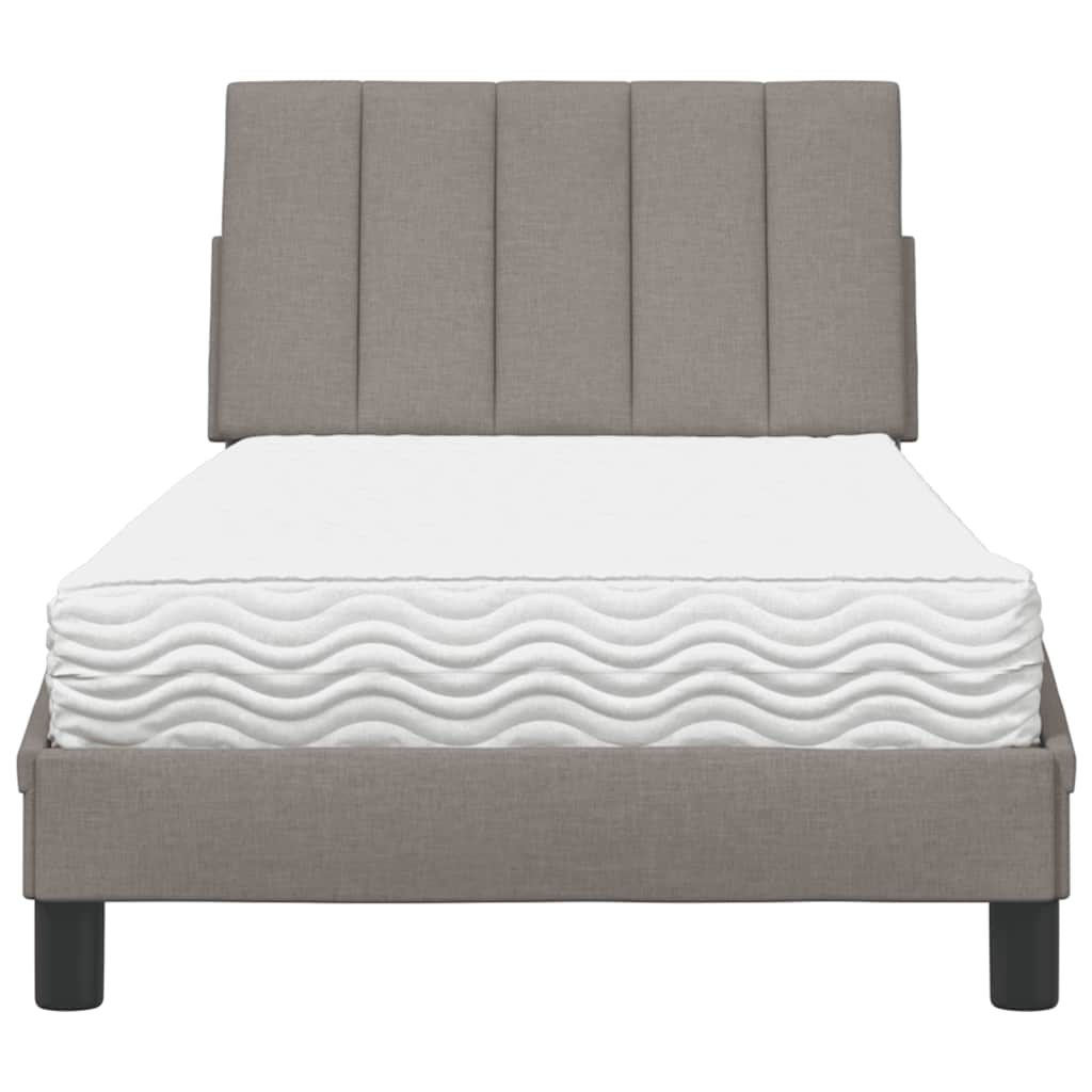 vidaXL Pat cu saltea, gri taupe, 90x190 cm, textil vidaXL Pat cu saltea, gri taupe, 90x190 cm, textil