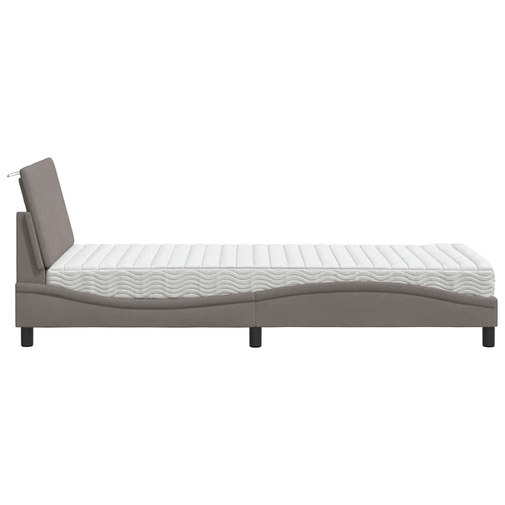 vidaXL Pat cu saltea, gri taupe, 90x190 cm, textil vidaXL Pat cu saltea, gri taupe, 90x190 cm, textil