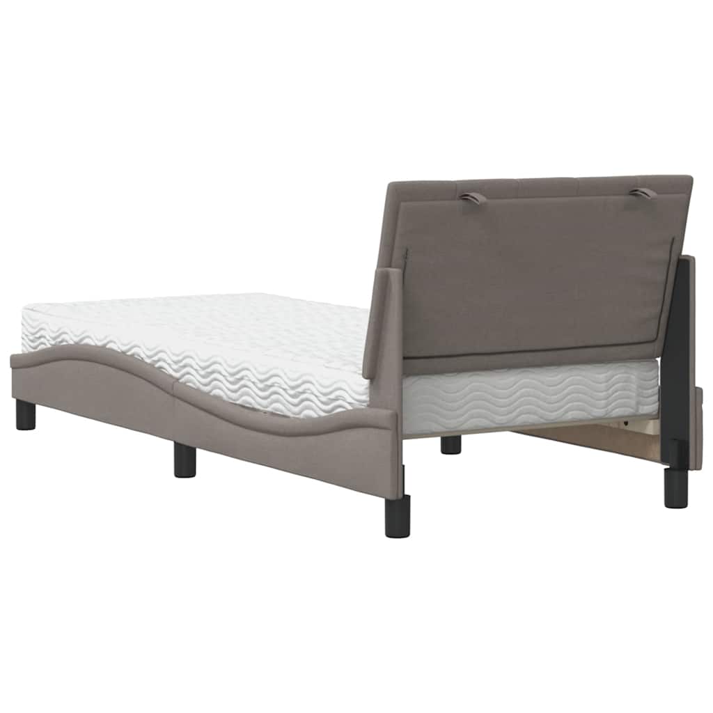 vidaXL Pat cu saltea, gri taupe, 90x190 cm, textil vidaXL Pat cu saltea, gri taupe, 90x190 cm, textil