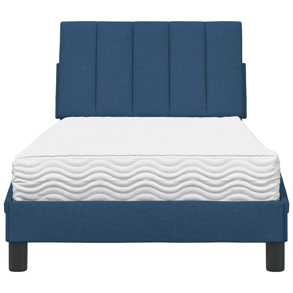 vidaXL Pat cu saltea, albastru, 90x190 cm, textil